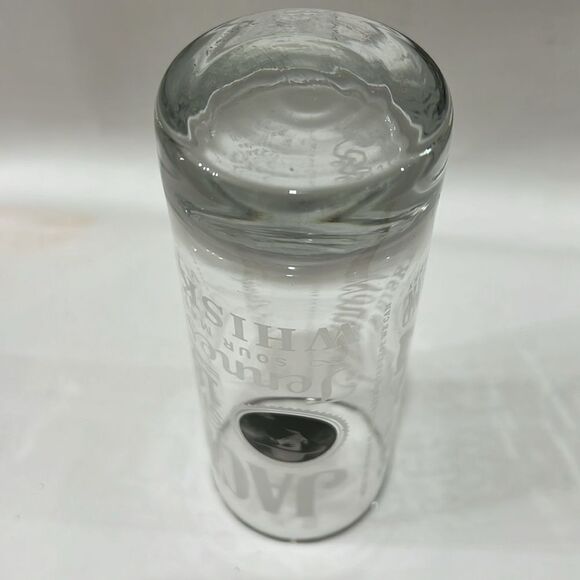 Jack Daniels Whiskey Glass  10 Ounces 6 1/4 In Tall 2 1/4 Inch Round Silver Trim - Picture 4 of 5